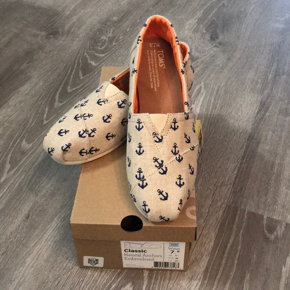 Toms Natural Burlap with Anchors Classics